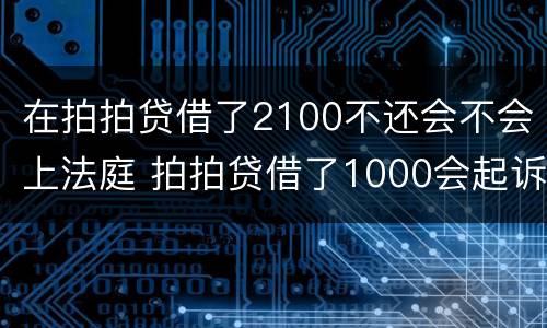 在拍拍贷借了2100不还会不会上法庭 拍拍贷借了1000会起诉吗