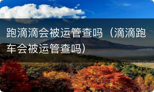 跑滴滴会被运管查吗（滴滴跑车会被运管查吗）