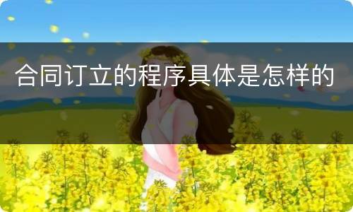合同订立的程序具体是怎样的