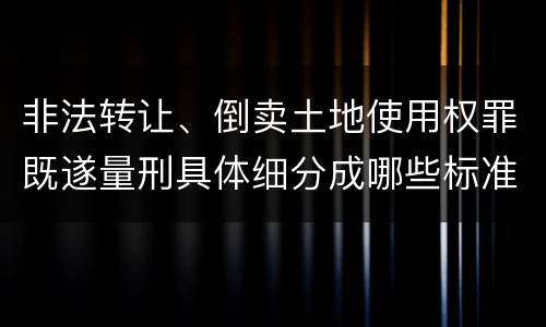 非法转让、倒卖土地使用权罪既遂量刑具体细分成哪些标准