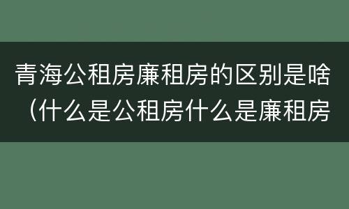 青海公租房廉租房的区别是啥（什么是公租房什么是廉租房）