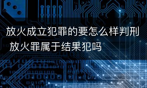 放火成立犯罪的要怎么样判刑 放火罪属于结果犯吗
