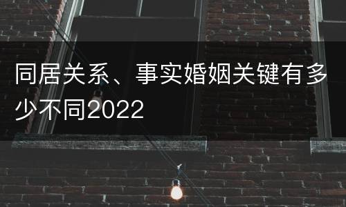 同居关系、事实婚姻关键有多少不同2022