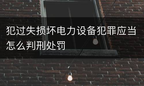 犯过失损坏电力设备犯罪应当怎么判刑处罚