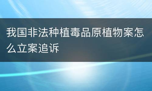 我国非法种植毒品原植物案怎么立案追诉