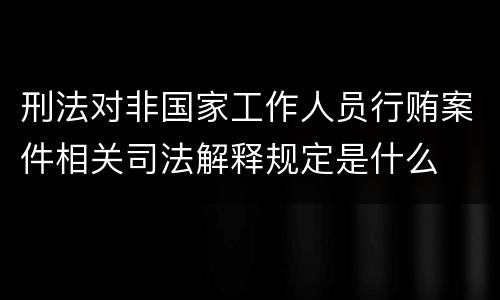 刑法对非国家工作人员行贿案件相关司法解释规定是什么