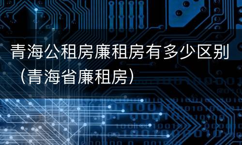 青海公租房廉租房有多少区别（青海省廉租房）