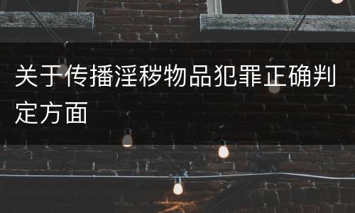 关于传播淫秽物品犯罪正确判定方面