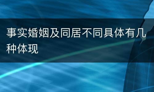 事实婚姻及同居不同具体有几种体现