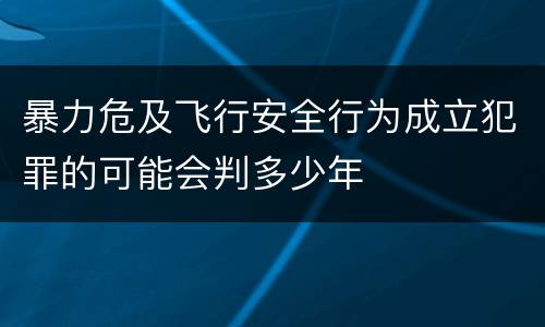 暴力危及飞行安全行为成立犯罪的可能会判多少年
