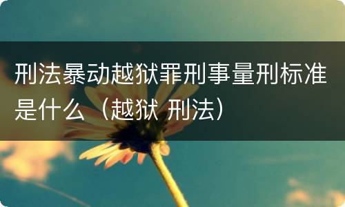 刑法暴动越狱罪刑事量刑标准是什么（越狱 刑法）