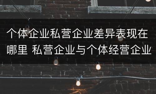 个体企业私营企业差异表现在哪里 私营企业与个体经营企业的区别