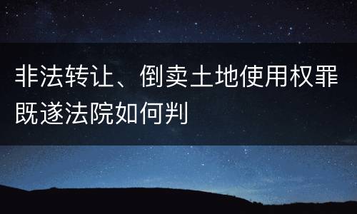 非法转让、倒卖土地使用权罪既遂法院如何判