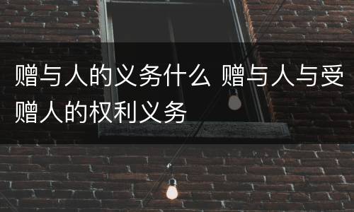 赠与人的义务什么 赠与人与受赠人的权利义务