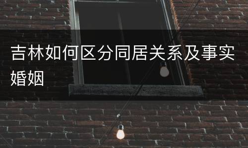 吉林如何区分同居关系及事实婚姻