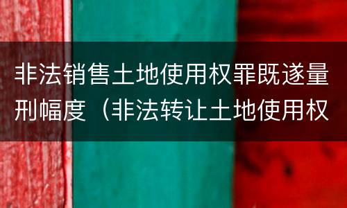 非法销售土地使用权罪既遂量刑幅度（非法转让土地使用权罪 审判参考）