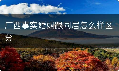 广西事实婚姻跟同居怎么样区分