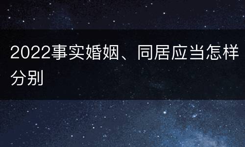 2022事实婚姻、同居应当怎样分别
