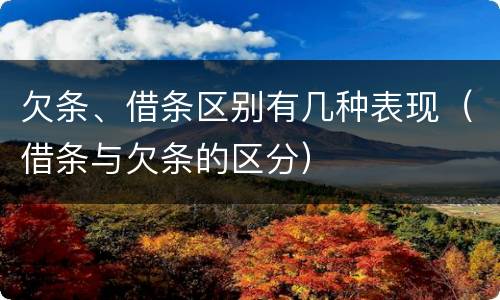 欠条、借条区别有几种表现（借条与欠条的区分）