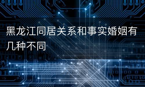 黑龙江同居关系和事实婚姻有几种不同