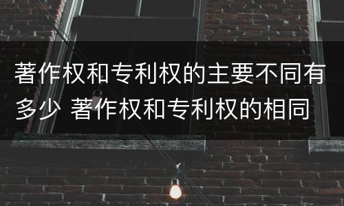 著作权和专利权的主要不同有多少 著作权和专利权的相同