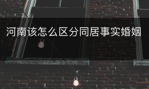河南该怎么区分同居事实婚姻