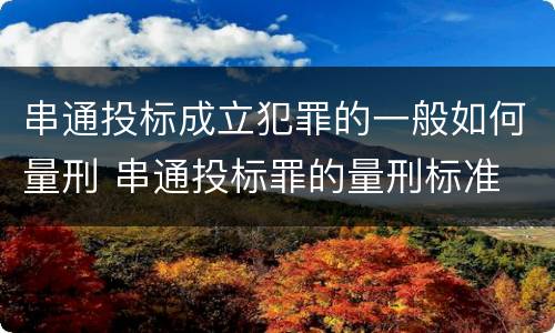 串通投标成立犯罪的一般如何量刑 串通投标罪的量刑标准