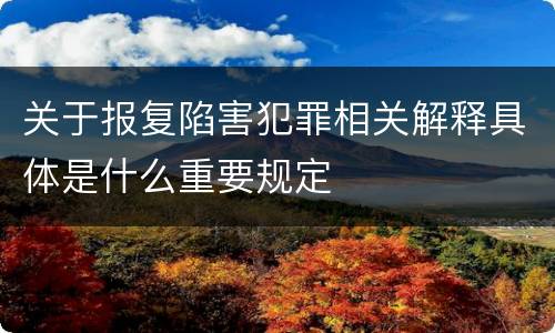 关于报复陷害犯罪相关解释具体是什么重要规定