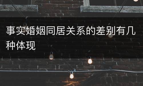 事实婚姻同居关系的差别有几种体现