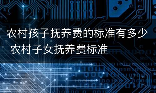 农村孩子抚养费的标准有多少 农村子女抚养费标准