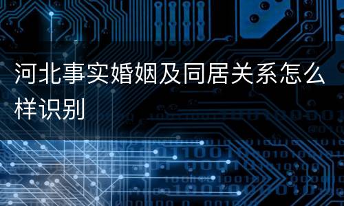 河北事实婚姻及同居关系怎么样识别