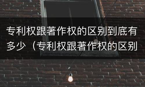 专利权跟著作权的区别到底有多少（专利权跟著作权的区别到底有多少个）