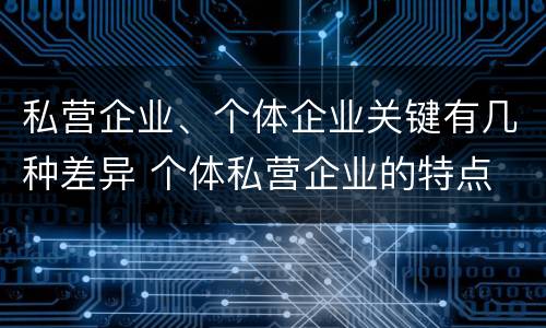 私营企业、个体企业关键有几种差异 个体私营企业的特点