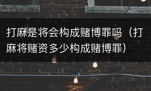 打麻是将会构成赌博罪吗（打麻将赌资多少构成赌博罪）