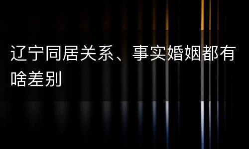 辽宁同居关系、事实婚姻都有啥差别