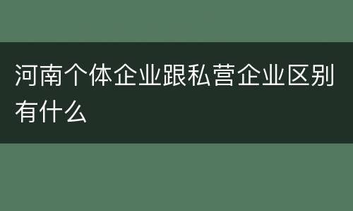河南个体企业跟私营企业区别有什么