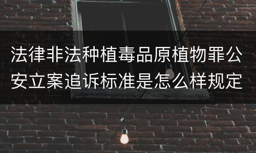 法律非法种植毒品原植物罪公安立案追诉标准是怎么样规定
