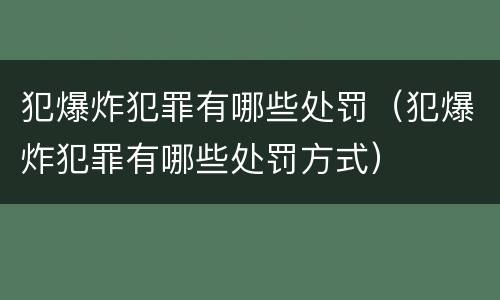 犯爆炸犯罪有哪些处罚（犯爆炸犯罪有哪些处罚方式）