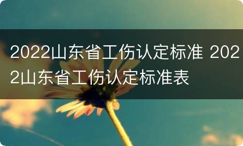 2022山东省工伤认定标准 2022山东省工伤认定标准表