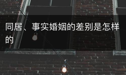 同居、事实婚姻的差别是怎样的