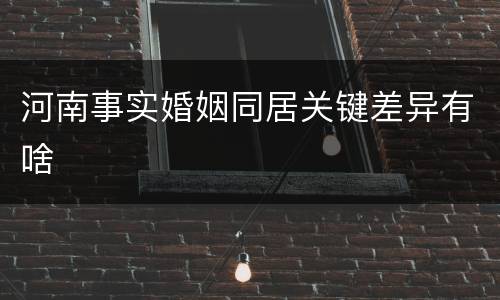 河南事实婚姻同居关键差异有啥