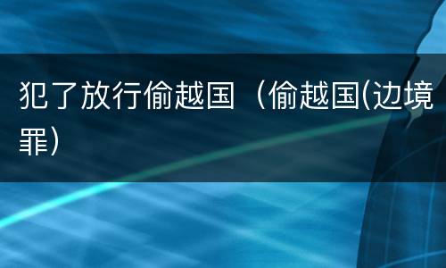 犯了放行偷越国（偷越国(边境罪）