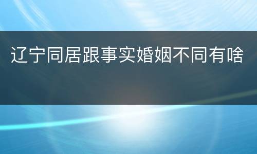 辽宁同居跟事实婚姻不同有啥