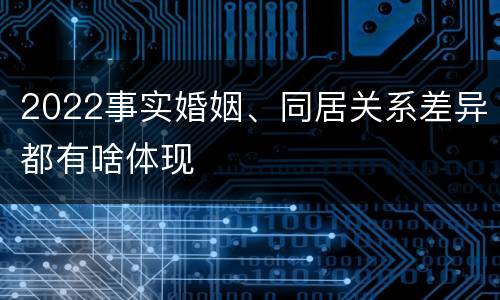 2022事实婚姻、同居关系差异都有啥体现