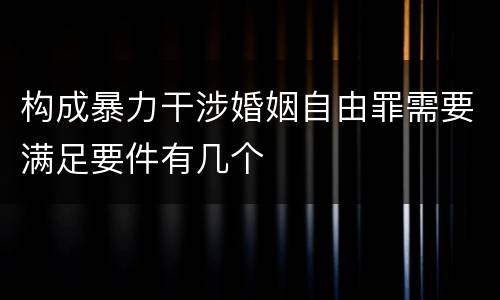 构成暴力干涉婚姻自由罪需要满足要件有几个