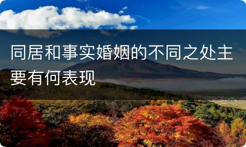 同居和事实婚姻的不同之处主要有何表现