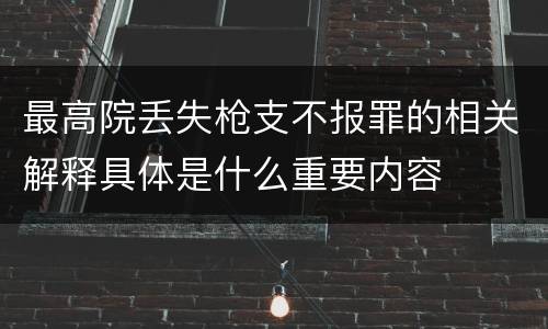 最高院丢失枪支不报罪的相关解释具体是什么重要内容