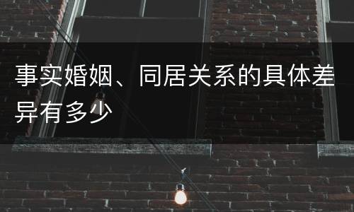 事实婚姻、同居关系的具体差异有多少