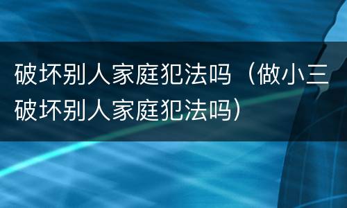 破坏别人家庭犯法吗（做小三破坏别人家庭犯法吗）