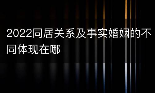 2022同居关系及事实婚姻的不同体现在哪